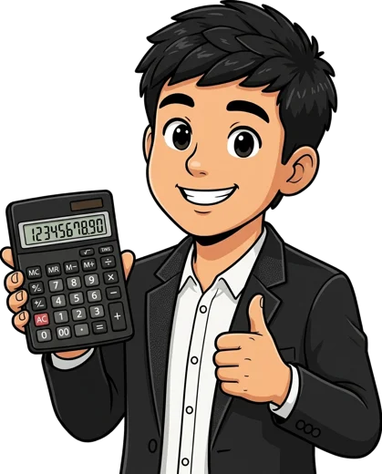Angel, el personaje de AngelContable, con una calculadora